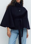 Felicia | Women's Belted High Turtle Neck Cape Coat Jacket