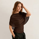Gemma | Women's Draped Cowl Neck Cap Sleeve Summer Party Top