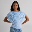 Gemma | Women's Draped Cowl Neck Cap Sleeve Summer Party Top
