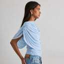 Gemma | Women's Draped Cowl Neck Cap Sleeve Summer Party Top
