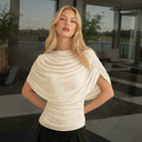 Gemma | Women's Draped Cowl Neck Cap Sleeve Summer Party Top