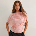 Gemma | Women's Draped Cowl Neck Cap Sleeve Summer Party Top