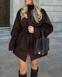 Gloria | Women's Belted Open Front Wrap Coat Jacket