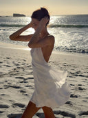 Holly | Women's Halter Backless Ruffle Flowy Mini Beach Dress