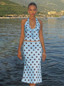 Layla | Women’s Polka Dot Halter Top and Midi Skirt Set