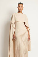 Mariah | Women’s Cape Sleeve Fringe Maxi Evening Wedding Guest Dress