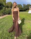 Noella | Women's Strapless Maxi Wedding Guest Dress with Scarf
