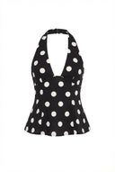 Paige | Women’s Polka Dot Deep V Halter Top