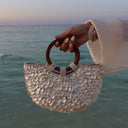 Penelope | Women’s Shell Embellished Top Handle Handbag Beach Vacation