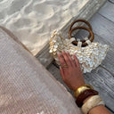 Penelope | Women’s Shell Embellished Top Handle Handbag Beach Vacation