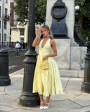Rosalie | Women's Halter-Neck Midi Wedding Guest Dress