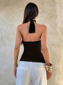 Sabrina | Women's Halter Ruffle Sleeveless Sheer Layered Party Top