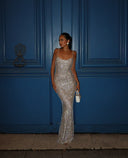 Jasmine Maxi Dress | Sequin, Open-Back Formal Wedding Guest Attire