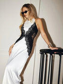 Kaira Maxi Dress | Women's High-Neck Halter Backless Lace