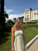 Kendall Maxi Dress | Sequin Striped Metallic Knit Halter