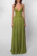 Kenley Maxi Dress | Women's Pleated Corset, Lace Bodice