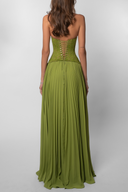 Kenley Maxi Dress | Women's Pleated Corset, Lace Bodice
