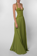 Kenley Maxi Dress | Women's Pleated Corset, Lace Bodice