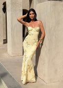 Kiara Maxi Dress | Sleeveless Floral Embroidery, Corset Bodice