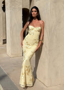 Kiara Maxi Dress | Sleeveless Floral Embroidery, Corset Bodice