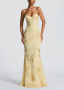Kiara Maxi Dress | Sleeveless Floral Embroidery, Corset Bodice
