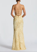 Kiara Maxi Dress | Sleeveless Floral Embroidery, Corset Bodice