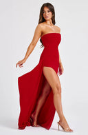 Kiera Strapless Maxi Dress | Double Stretch Crepe, Thigh-High Slit