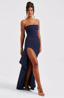 Kiera Strapless Maxi Dress | Double Stretch Crepe, Thigh-High Slit