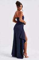 Kiera Strapless Maxi Dress | Double Stretch Crepe, Thigh-High Slit