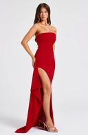 Kiera Strapless Maxi Dress | Double Stretch Crepe, Thigh-High Slit