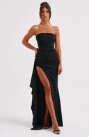 Kiera Strapless Maxi Dress | Double Stretch Crepe, Thigh-High Slit