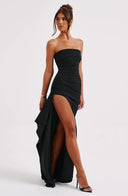 Kiera Strapless Maxi Dress | Double Stretch Crepe, Thigh-High Slit