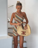 Laury Mini Dress | One-Shoulder Knitted Geometric Print