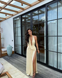 Lilith Maxi Dress | Women's Halter Backless Pleated Summer Dress
