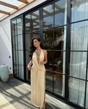 Lilith Maxi Dress | Women's Halter Backless Pleated Summer Dress