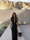 Lilith Maxi Dress | Women's Halter Backless Pleated Summer Dress