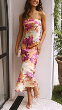 Linnea Maxi Dress | Women's Floral Strapless Elegant
