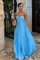 Liora Maxi Dress | Satin Halter Neck Pleated Design