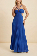 Liora Maxi Dress | Satin Halter Neck Pleated Design