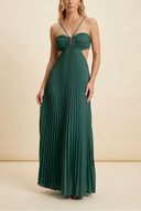 Liora Maxi Dress | Satin Halter Neck Pleated Design