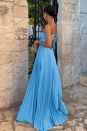 Liora Maxi Dress | Satin Halter Neck Pleated Design