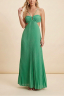 Liora Maxi Dress | Satin Halter Neck Pleated Design