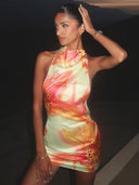 Liora Mini Dress | Floral Print Halter Neck Sleeveless
