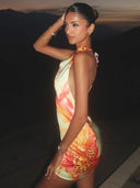 Liora Mini Dress | Floral Print Halter Neck Sleeveless