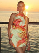 Liora Mini Dress | Floral Print Halter Neck Sleeveless