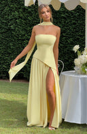 Liora Strapless Maxi Dress | Women's Elegant Wedding Guest Dress with Scarf Detail