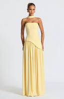 Liora Strapless Maxi Dress | Women's Elegant Wedding Guest Dress with Scarf Detail