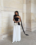 Liora Strapless Maxi Dress | Women's Elegant Wedding Guest Dress with Scarf Detail