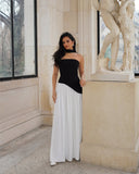 Liora Strapless Maxi Dress | Women's Elegant Wedding Guest Dress with Scarf Detail