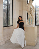 Liora Strapless Maxi Dress | Women's Elegant Wedding Guest Dress with Scarf Detail